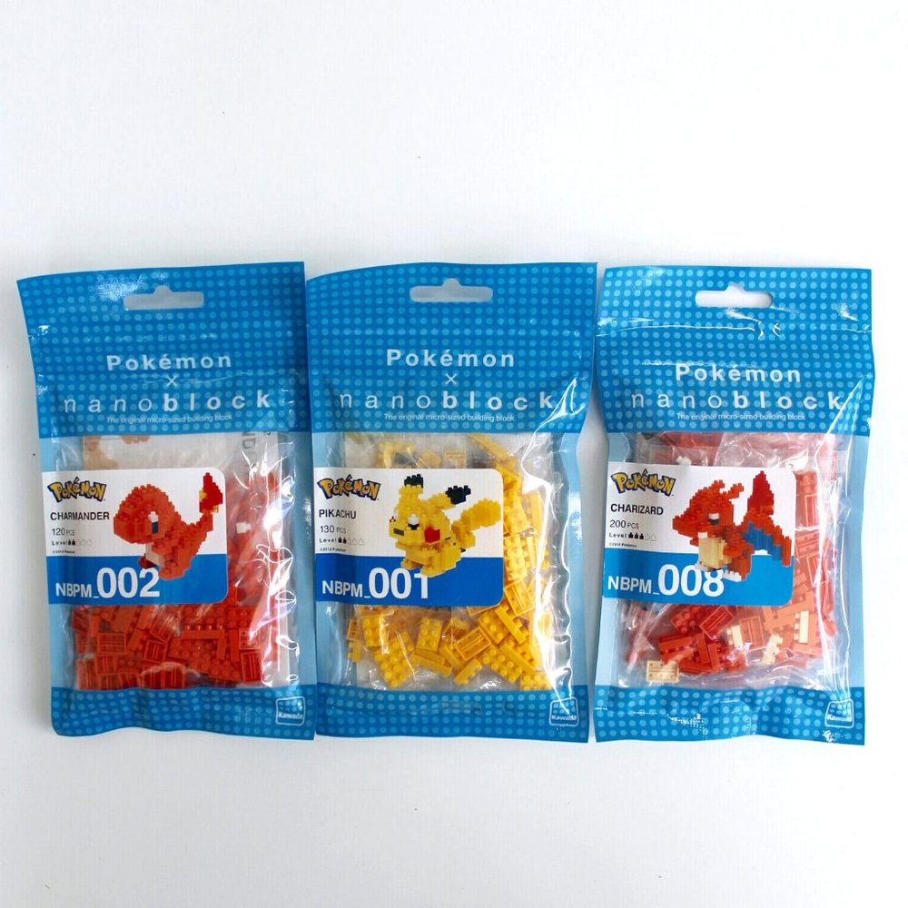 Pokemon Nanoblock Pikachu, Charmander & Charizard Set of 3
